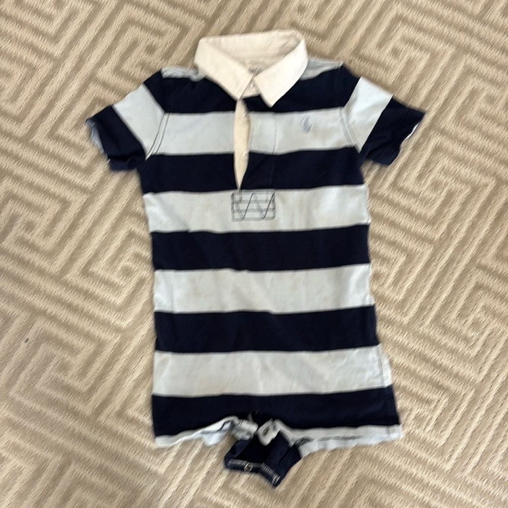Ralph Lauren striped rugby romper (12m)